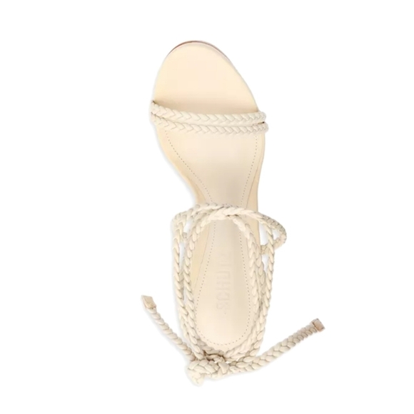 NWOB SCHUTZ Jada Braided Ankle Tie SandalEGG SHELL, Size 5.5 New with defect - Picture 3 of 9